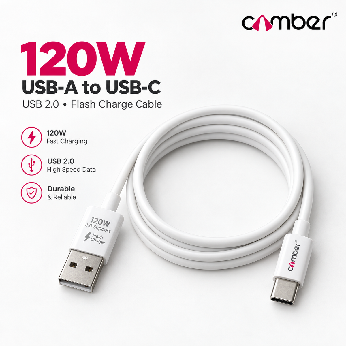 USB to C 120W Flash Charge Data Cable