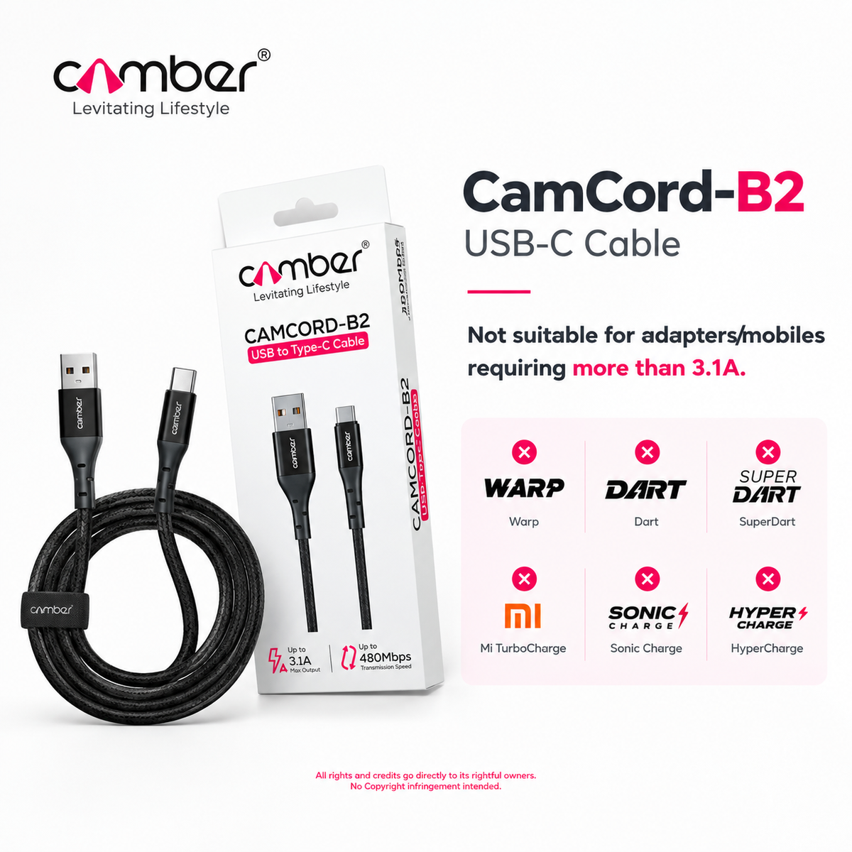 CamCord-B2 Fast Charging Nylon Braided USB to Type C Cable